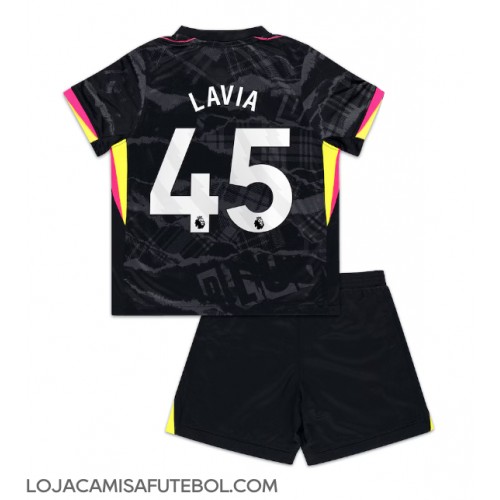 Camisa de Futebol Chelsea Romeo Lavia #45 Equipamento Alternativo Infantil 2024-25 Manga Curta (+ Calças curtas)